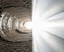 air duct cleaning services showing interior duct system inspection and cleaning in Akron, OH